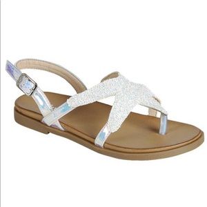 White iridescent sandals